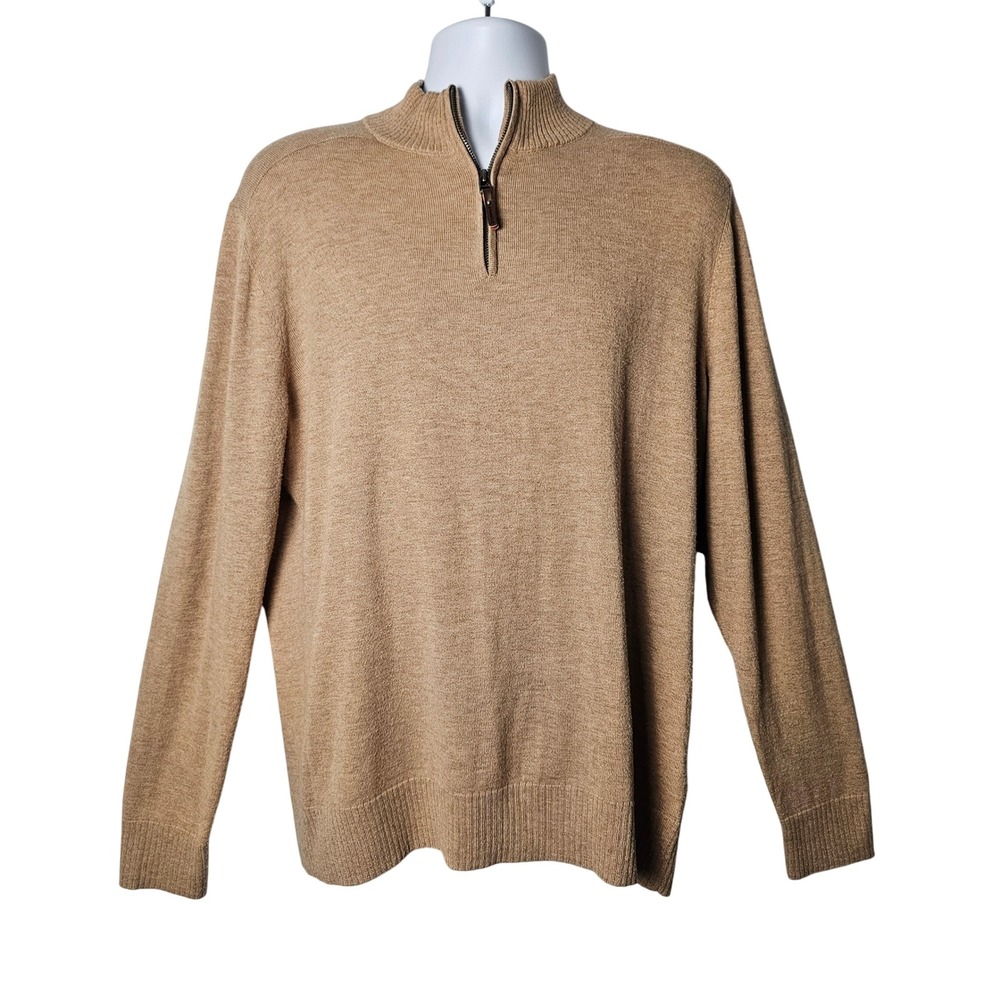 Smartwool Men's Sparwood Merino Blend 1/4 Zip Sweater L Tan Heritage Old Money